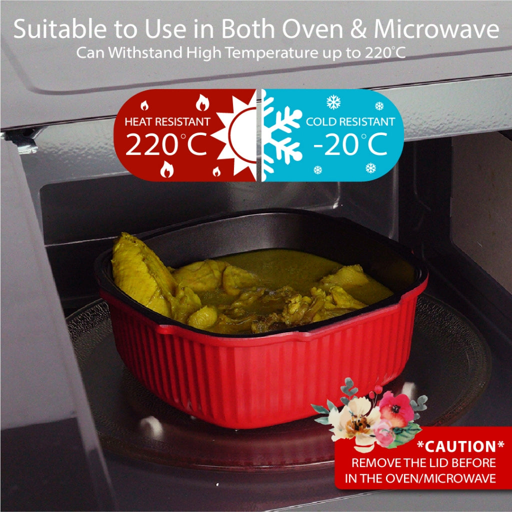 VALENCIA Ruby Red Glass Fibre Microwave Oven Safe Container Melamine Bowl Plate Spoon Fork Pinggan Mangkuk