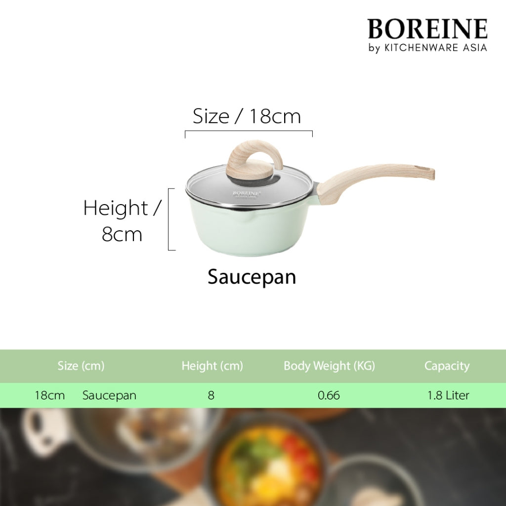 BOREINE Aquamint Non Stick Granite 18cm Saucepan Pot Periuk Batu Granite Original (18cm)