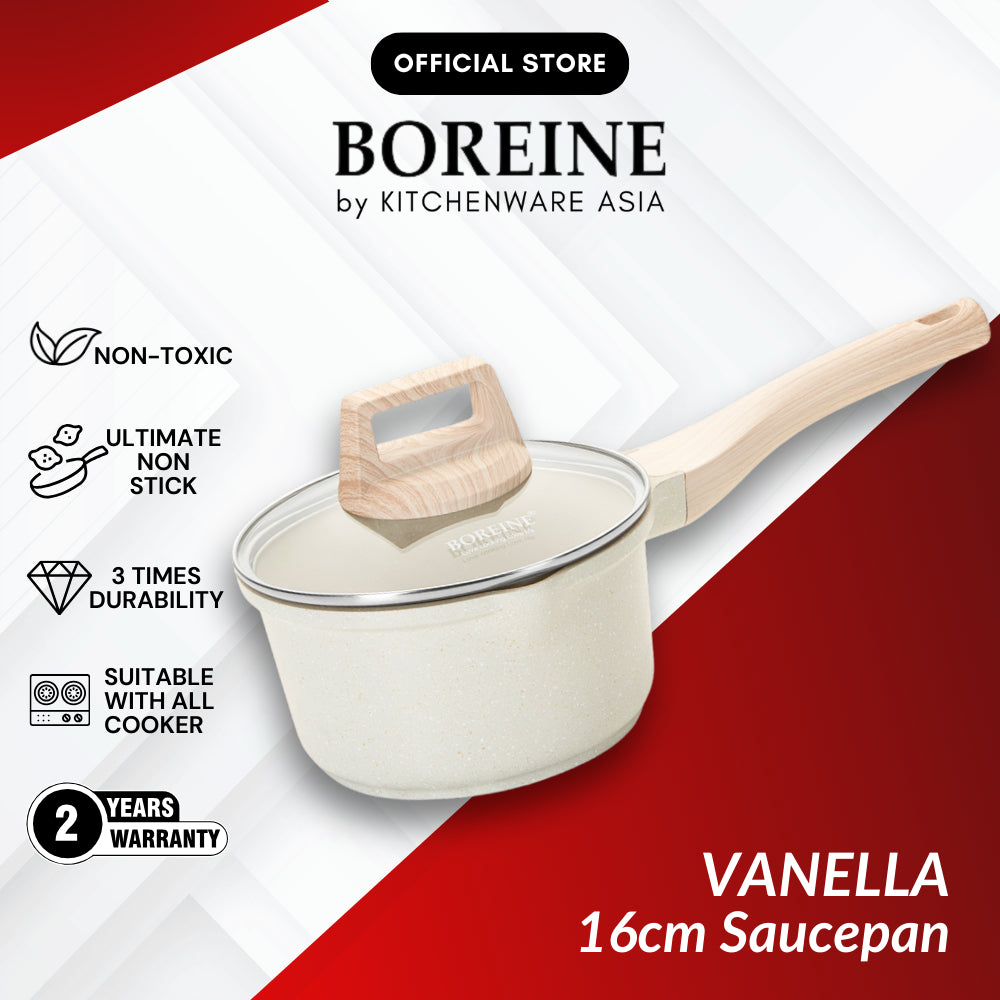 BOREINE Vanella Non Stick Granite 16cm Saucepan Pot Periuk Batu Granite Original (16cm)