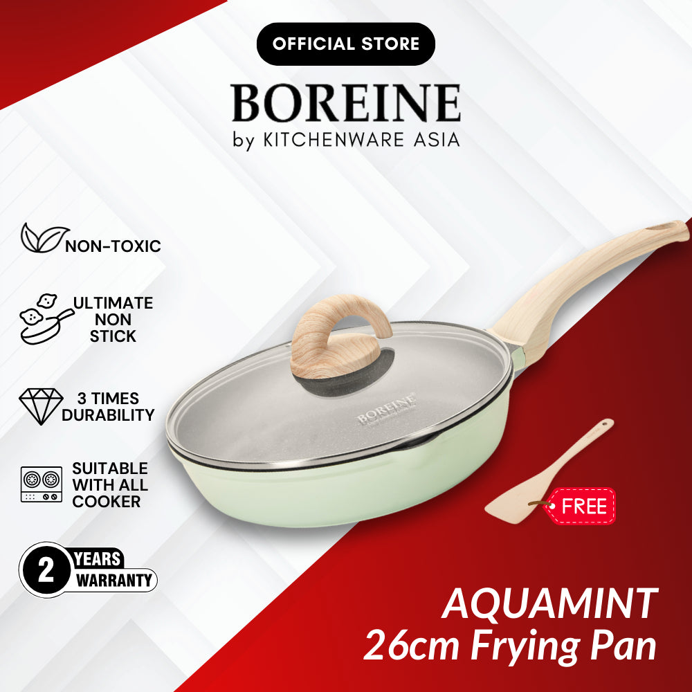 BOREINE AquaMint Non Stick Granite Cookware 18cm Saucepan / 26cm Frying Pan / 24cm Casserole Pot / 30cm Stir-fry Wok