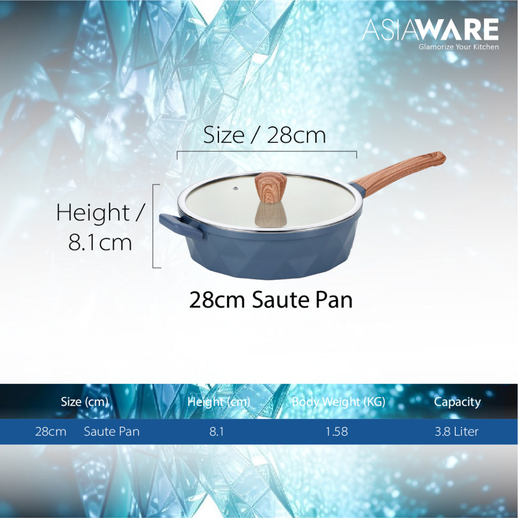 ASIAWARE Diamonite Non Stick Granite Cookware 28cm Saute Pan Kuali Batu Granite Original (28cm)