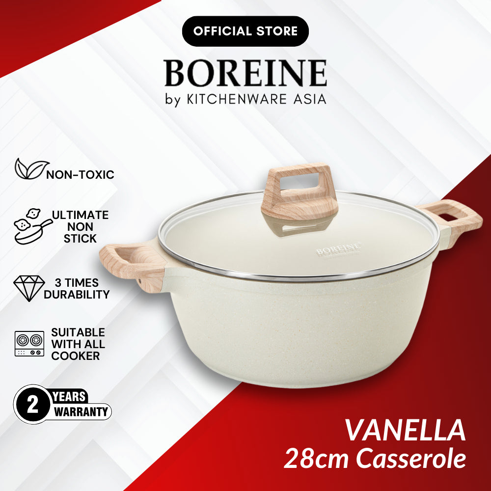 BOREINE Vanella Non Stick Granite Cookware 16cm Saucepan / 20cm 24cm Frying Pan / 28cm Casserole / 30cm Stir-fry Wok
