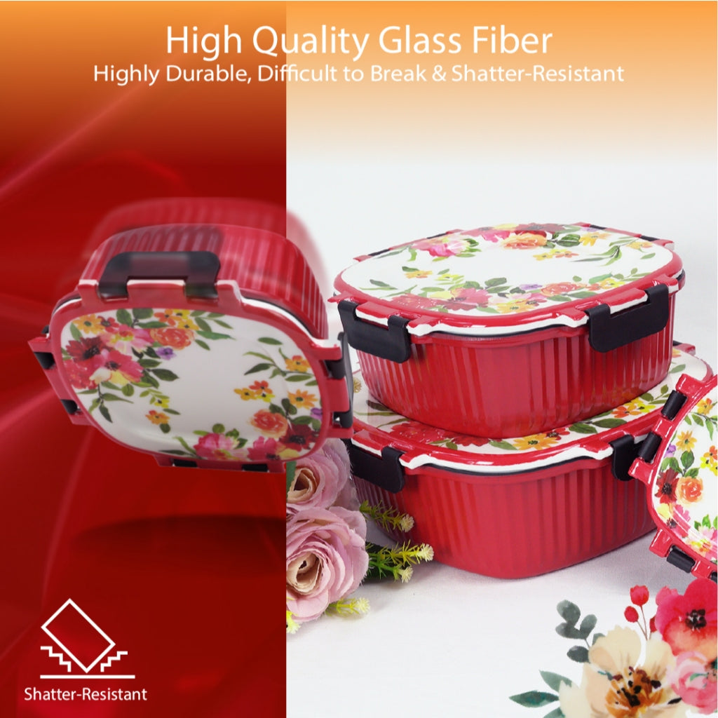 VALENCIA Ruby Red Glass Fibre Microwave Oven Safe Container Melamine Bowl Plate Spoon Fork Pinggan Mangkuk