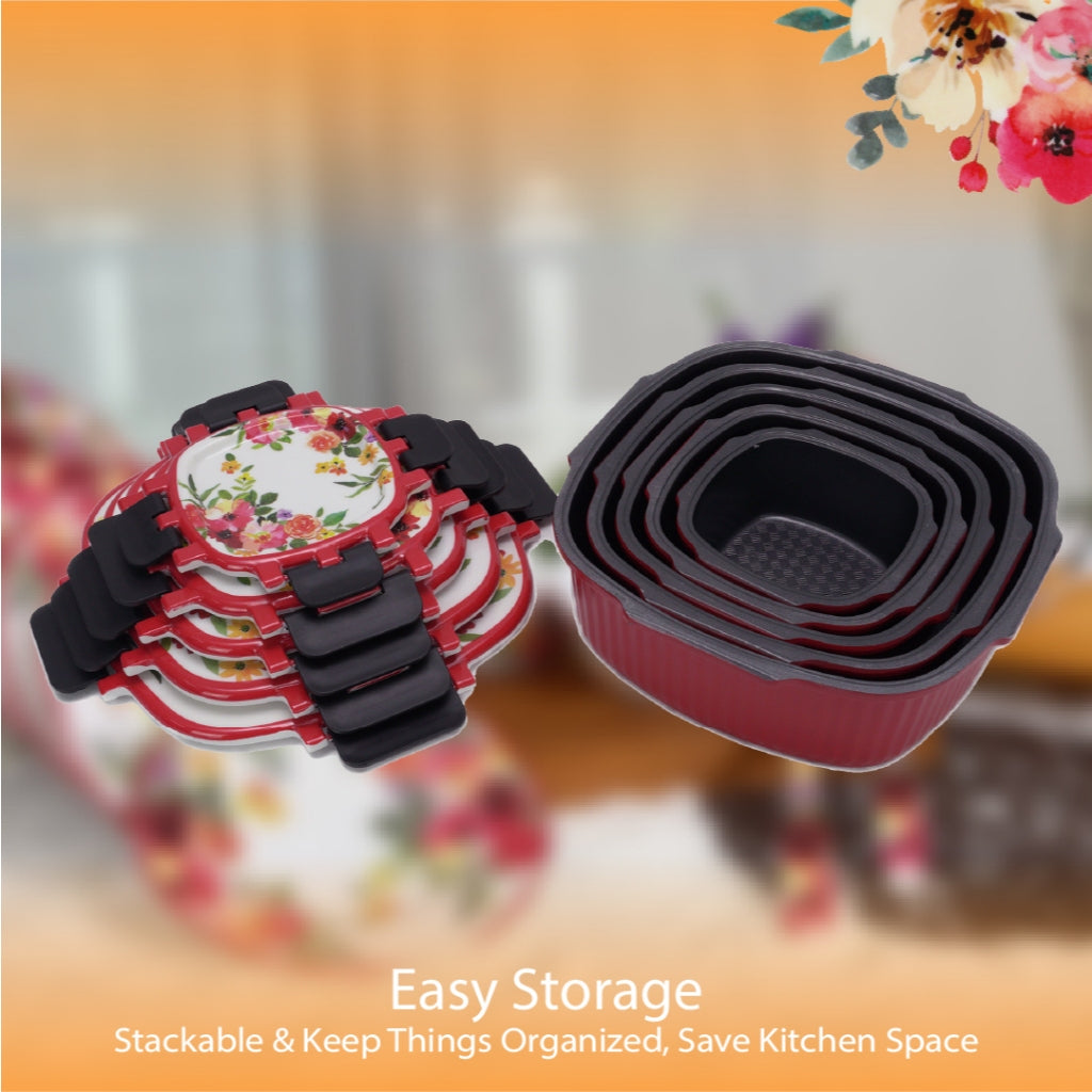 VALENCIA Ruby Red Glass Fibre Microwave Oven Safe Container Melamine Bowl Plate Spoon Fork Pinggan Mangkuk