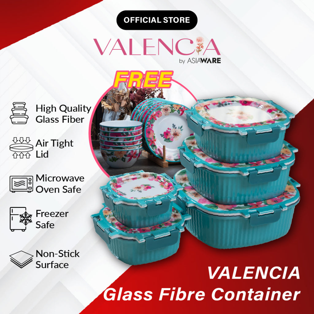 VALENCIA Glass Fibre Microwave Oven Safe Container Melamine Bowl Plate Spoon Fork Pinggan Mangkuk