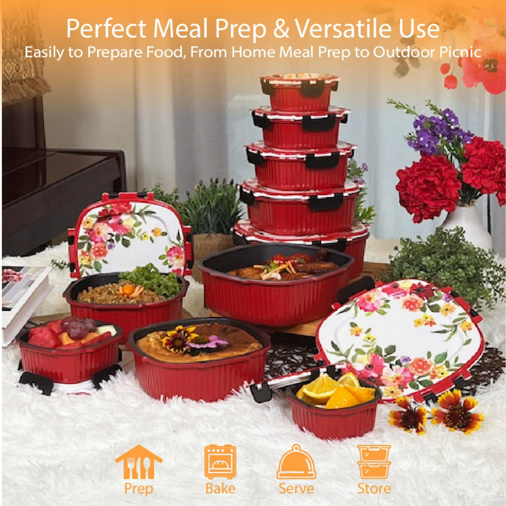 VALENCIA Ruby Red Glass Fibre Microwave Oven Safe Container Melamine Bowl Plate Spoon Fork Pinggan Mangkuk