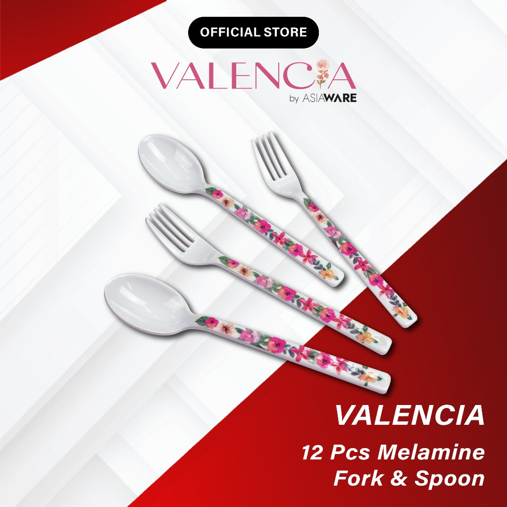 VALENCIA Glass Fibre Microwave Oven Safe Container Melamine Bowl Plate Spoon Fork Pinggan Mangkuk
