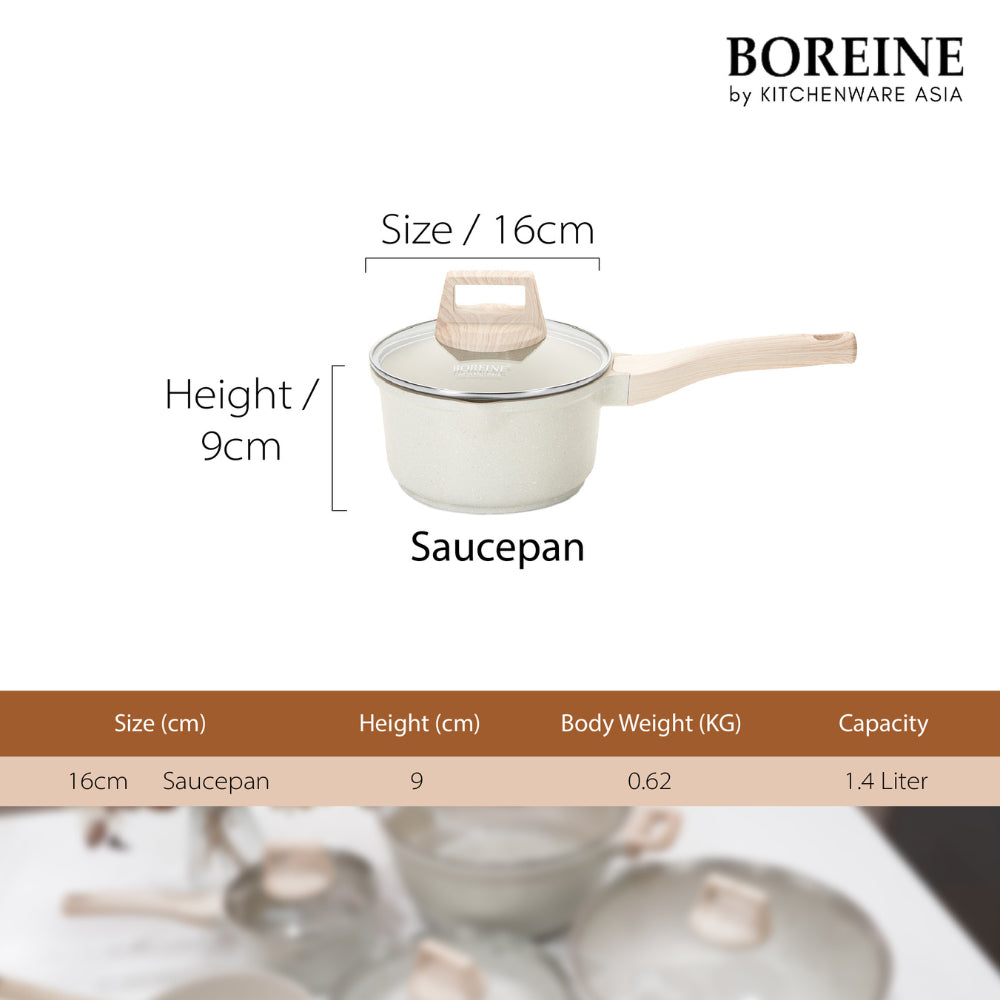 BOREINE Vanella Non Stick Granite 16cm Saucepan Pot Periuk Batu Granite Original (16cm)