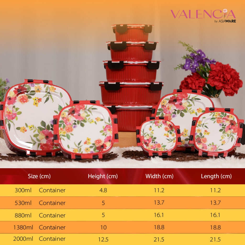 VALENCIA Ruby Red Glass Fibre Microwave Oven Safe Container Melamine Bowl Plate Spoon Fork Pinggan Mangkuk