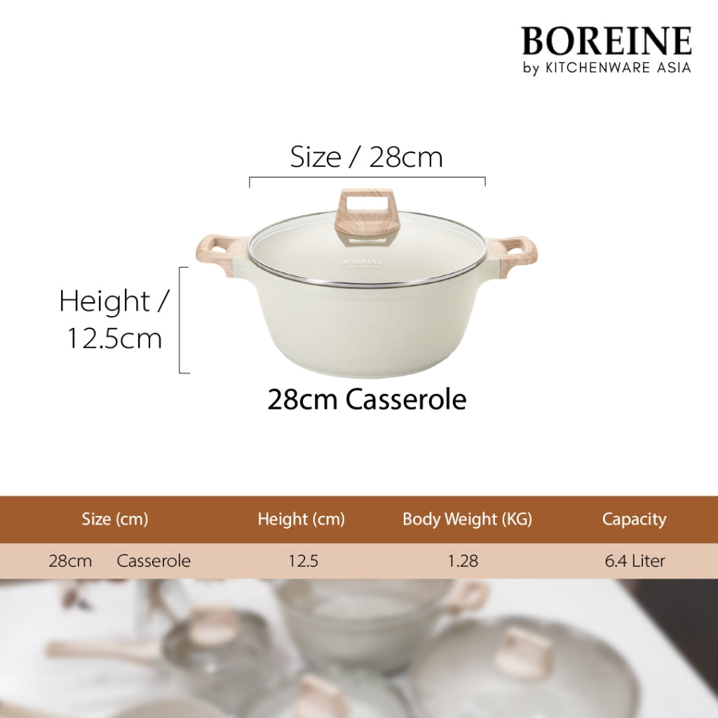 BOREINE Vanella Non Stick Granite 28cm Casserole Pot Periuk Batu Granite Original (28cm)
