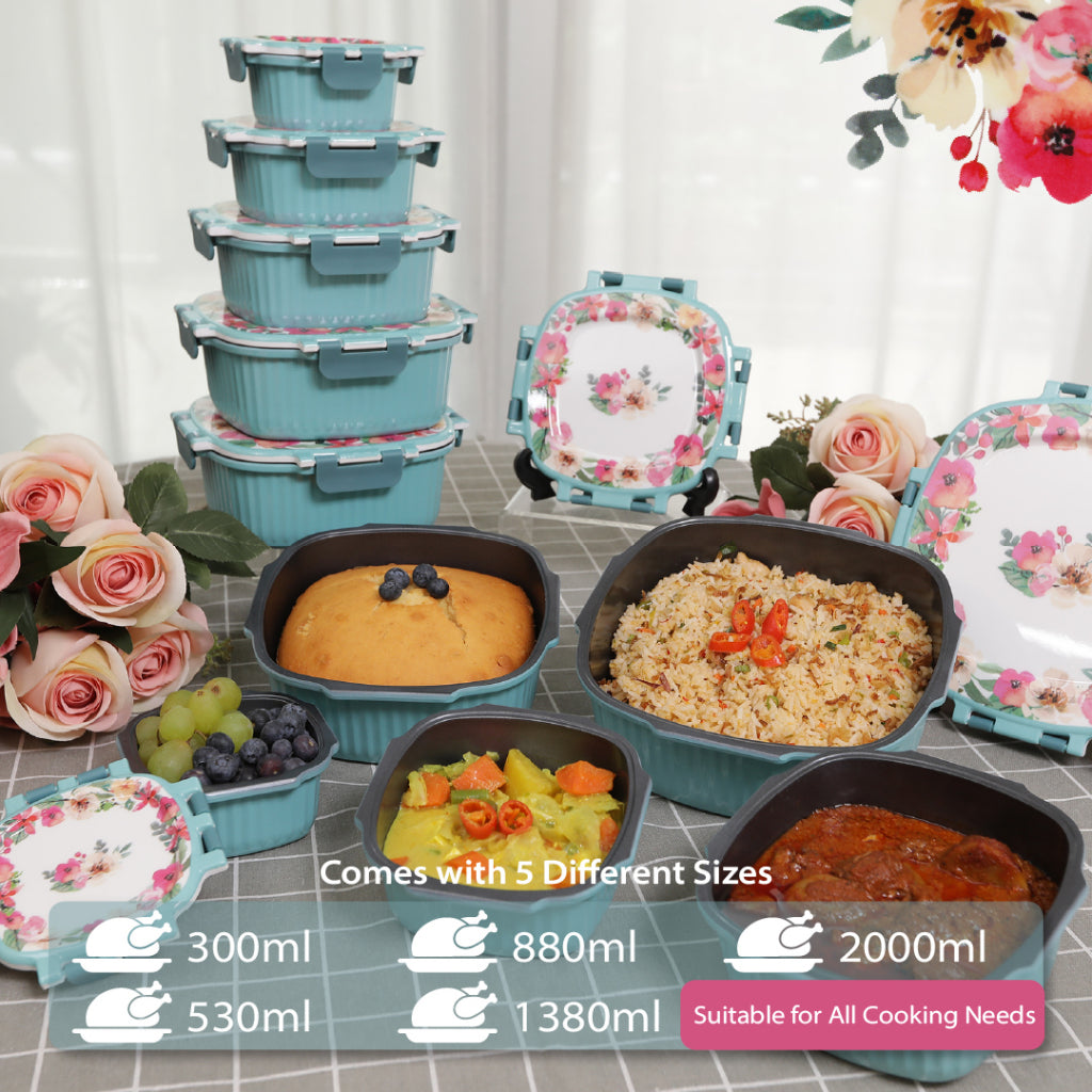 VALENCIA Glass Fibre Microwave Oven Safe Container Melamine Bowl Plate Spoon Fork Pinggan Mangkuk