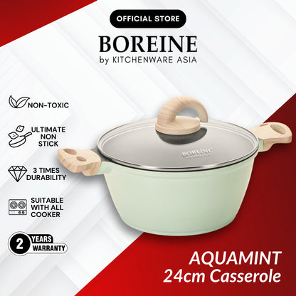BOREINE Aquamint Non Stick Granite 24cm Casserole Pot Periuk Batu Granite Original (24cm)