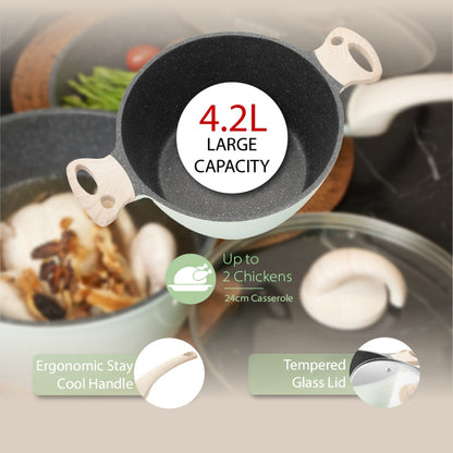 BOREINE Aquamint Non Stick Granite 24cm Casserole Pot Periuk Batu Granite Original (24cm)