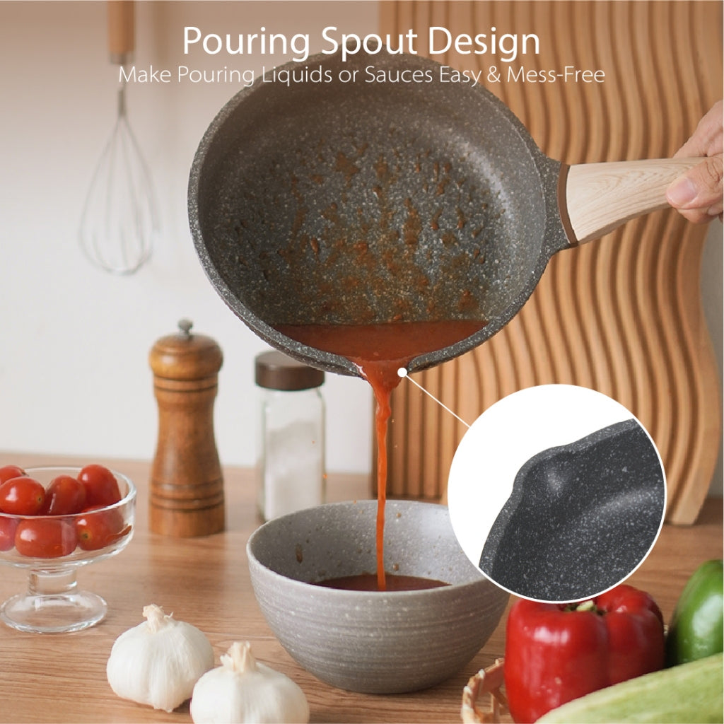 BOREINE Non Stick Granite 20cm Frying Pan Kuali Batu Granite Original [Free Wooden Spatula]