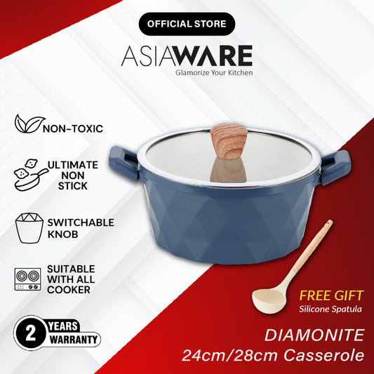 ASIAWARE Diamonite NonStick Granite Cookware 24cm/28cm Casserole Pot Periuk Batu Granite (24cm/28cm)