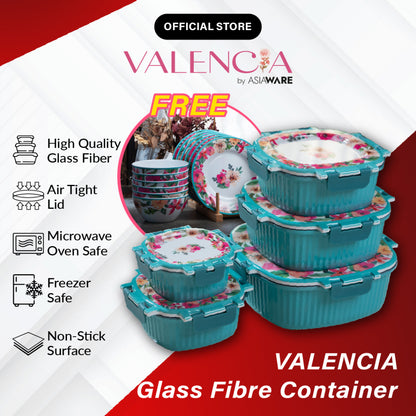 VALENCIA Glass Fibre Microwave Oven Safe Container Melamine Bowl Plate Spoon Fork Pinggan Mangkuk