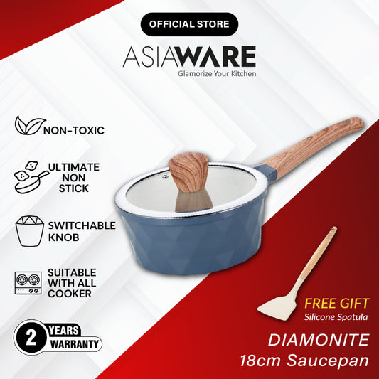 ASIAWARE Diamonite Non Stick Granite Cookware 18cm Saucepan Pot Periuk Batu Granite Original (18cm)