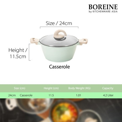 BOREINE Aquamint Non Stick Granite 24cm Casserole Pot Periuk Batu Granite Original (24cm)