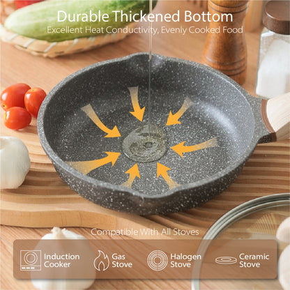 BOREINE Non Stick Granite 20cm Frying Pan Kuali Batu Granite Original [Free Wooden Spatula]