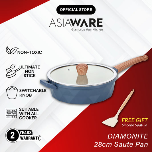 ASIAWARE Diamonite Non Stick Granite Cookware 28cm Saute Pan Kuali Batu Granite Original (28cm)