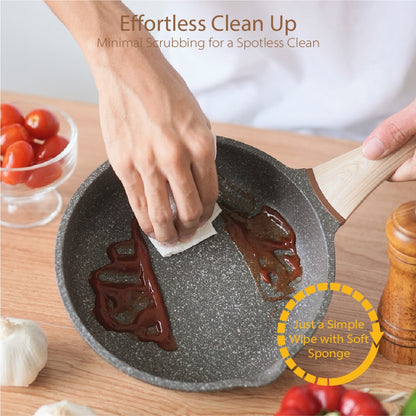 BOREINE Non Stick Granite 20cm Frying Pan Kuali Batu Granite Original [Free Wooden Spatula]