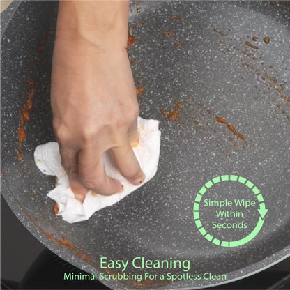 BOREINE Aquamint Non Stick Granite 30cm Stirfry Wok Deep Fry Pan Kuali Batu Granite Original (30cm)[Free Wooden Spatula]